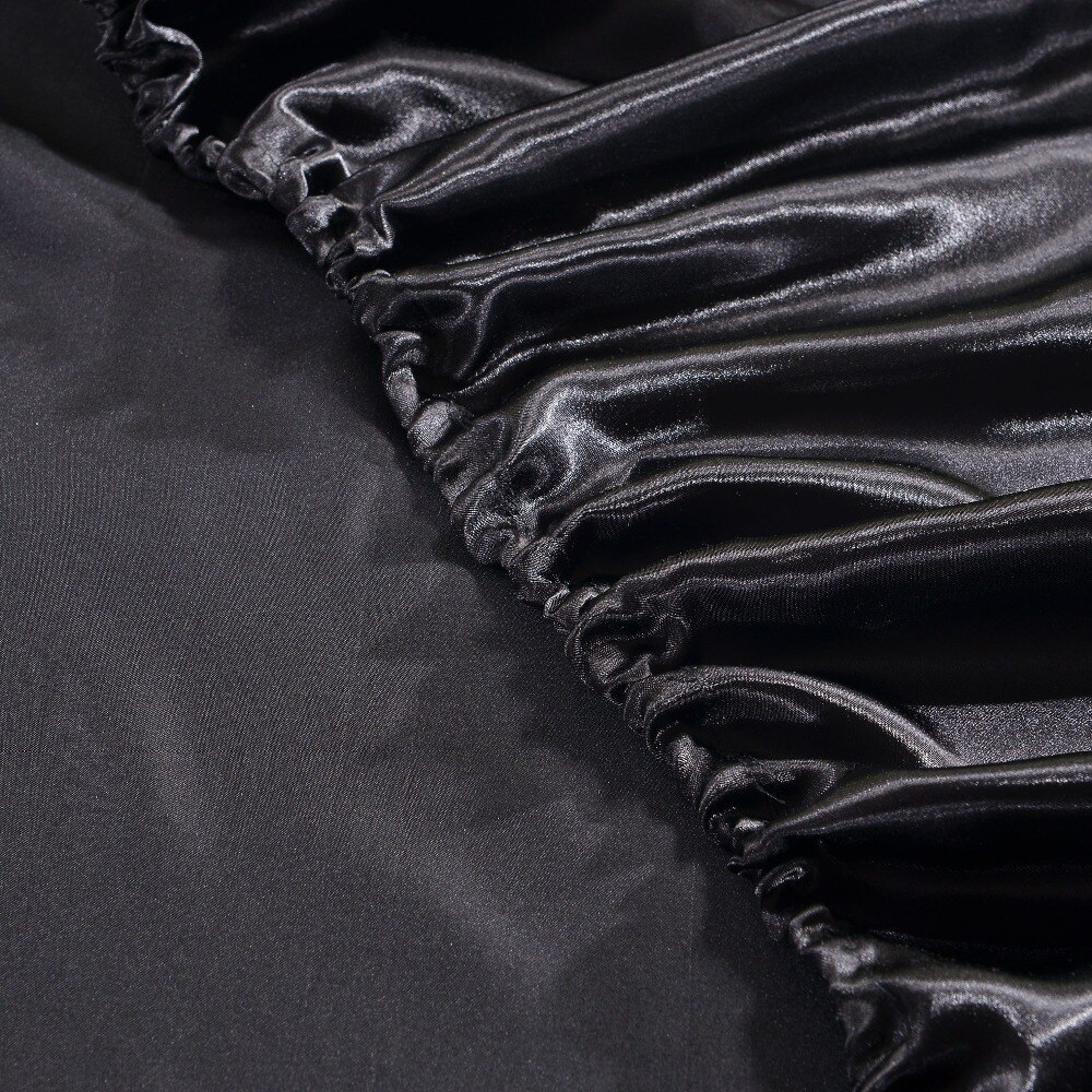 Satin soie Drap Housse sur élastique couleur unie protège matelas draps de lit sur bandeau élastique Drap Housse de Matela Queen King