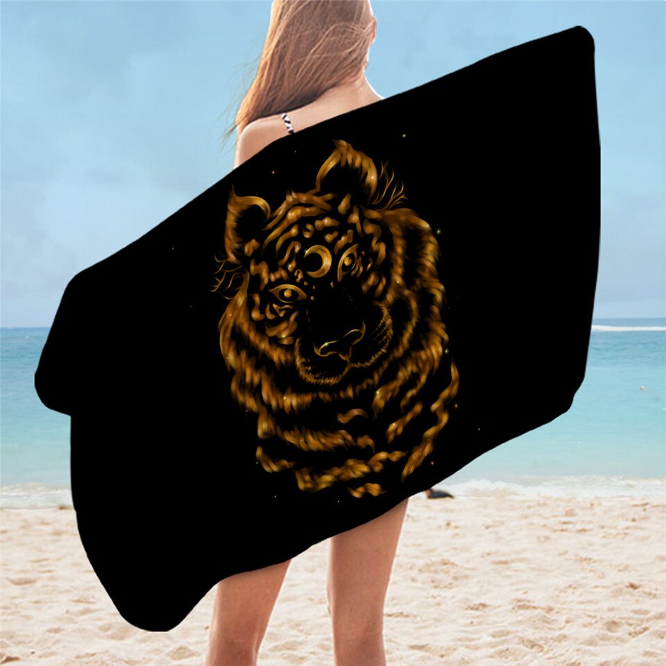 Deer by Taemin Ankh-Toalla de baño para niños, toalla de playa de microfibra de lujo, tapete de Picnic dorado negro 75x150, manta de verano de Animal Moon: Tiger