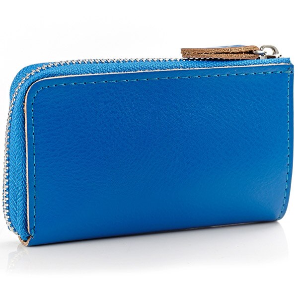 Porte-clés de voiture femme porte-fermeture éclair en cuir porte-monnaie femme de ménage porte-clé housse dame porte-clé sac pochette sac à main: Blue