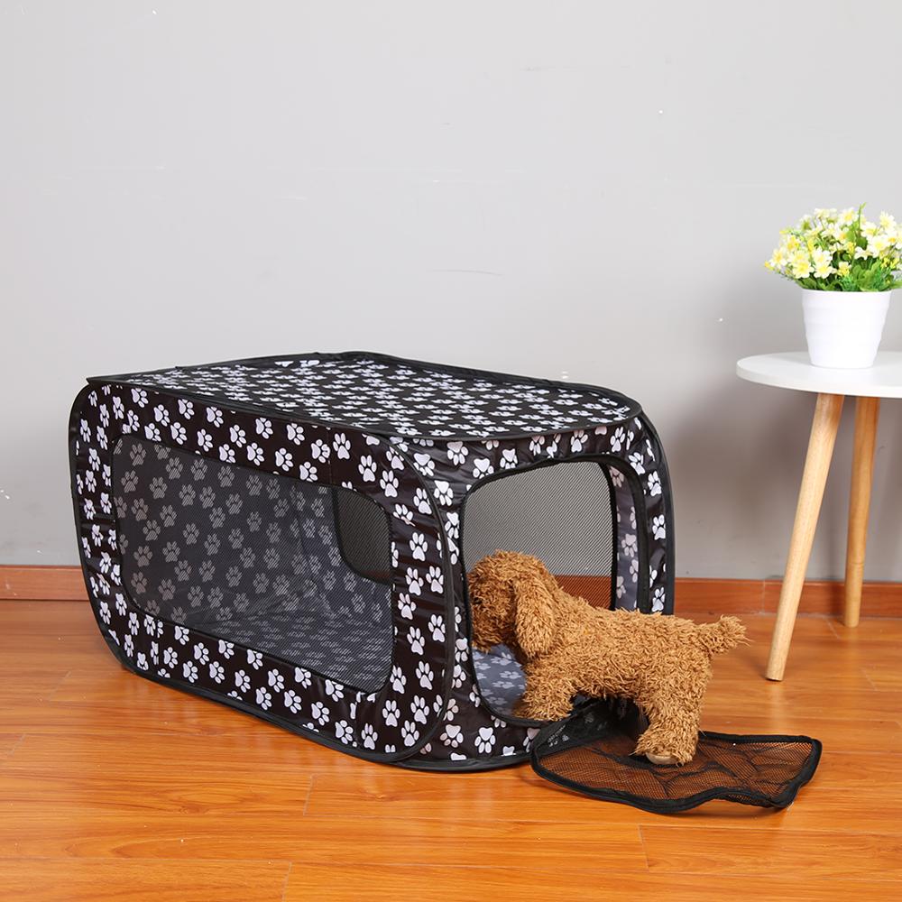 Hundekasse til stort hundebur bærbart folde kæledyr telt hundehus udendørs kenneler hegn kravlegård indendørs hvalp katte bur kæledyr seng: Sort 87 x 47 x 47cm