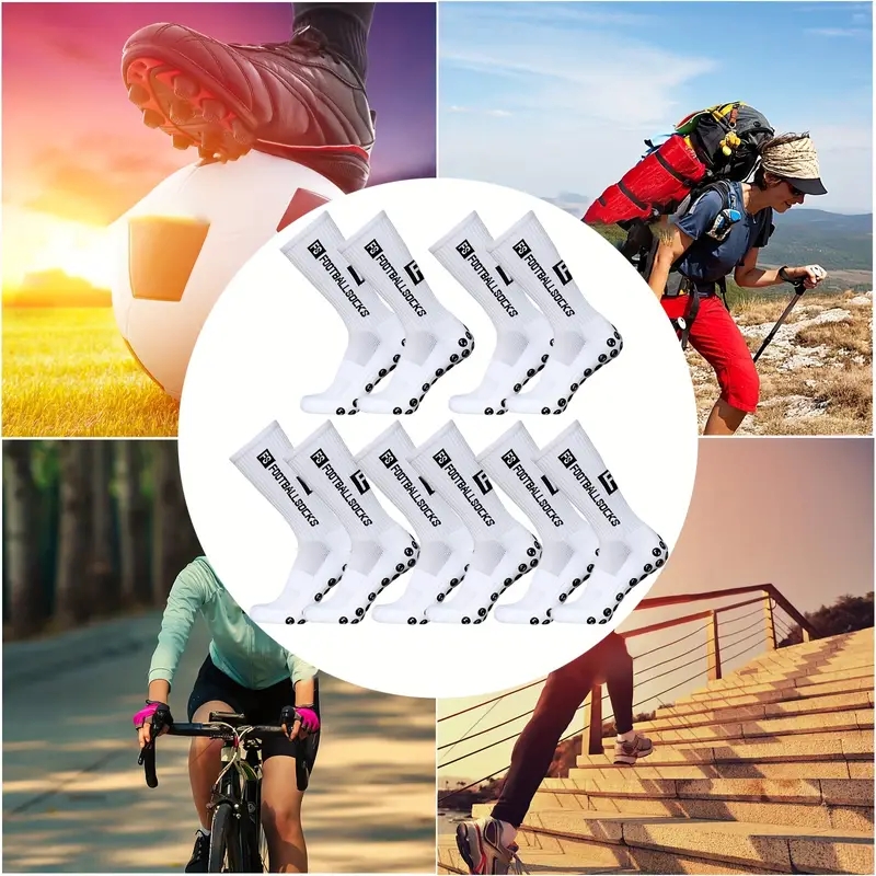 5 Paar rutschfeste Fußballsocken, atmungsaktiv, verschleißfest, Outdoor-Sportsocken für Fußball, Rugby, Basketball, Laufen