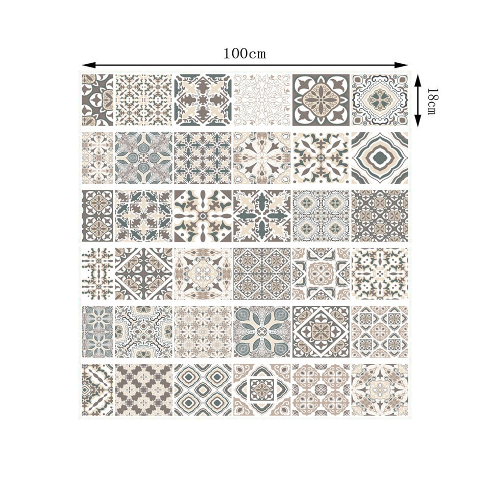 Pegatinas de imitación de azulejos árabes para escaleras, calcomanía de vinilo autoadhesiva para renovación de pasillo, decoración del hogar, 6 unids/set por juego