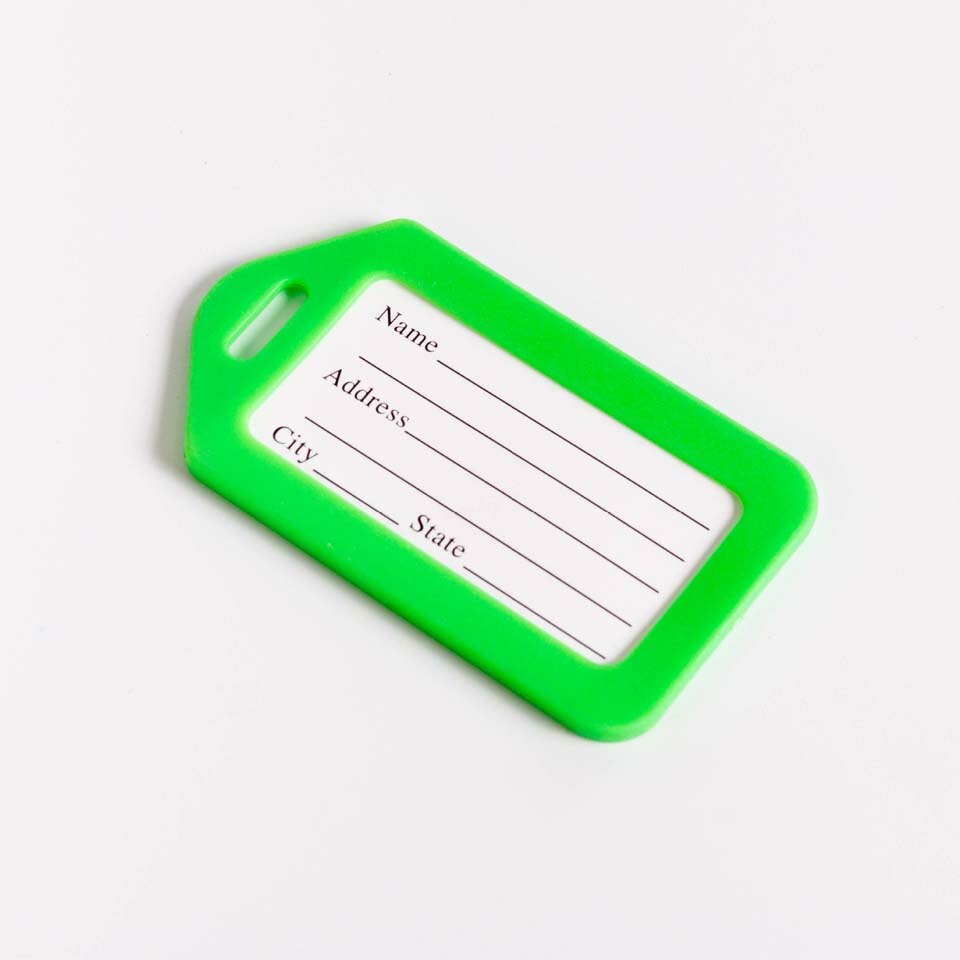 100PC akceptuje niestandardowe zamówienie z tworzywa sztucznego PP identyfikator do bagażu sprawdzone marki kart linii lotniczych na pokład przejść 10 kolor może z nadrukiem twoje LOGO: green