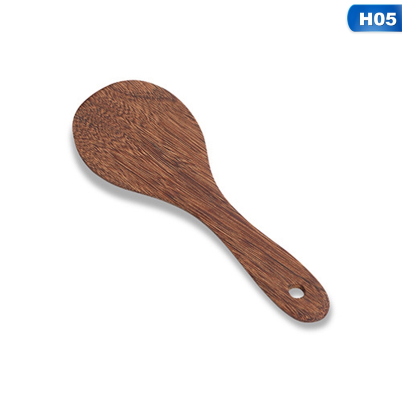 5 Types Thai Style Wooden Turner Spatula Rice Spoon Big Soup Scoop For Cooking Wood Kitchen Cooking Utensils Supplies: H05