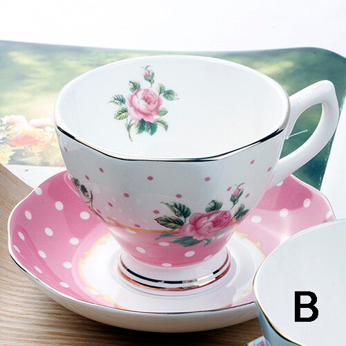 tBone China Coffee Cup Sets Colorful Flower Ceramic Tea Cups And Saucers British Office Teacup Porcelain Nice Gif