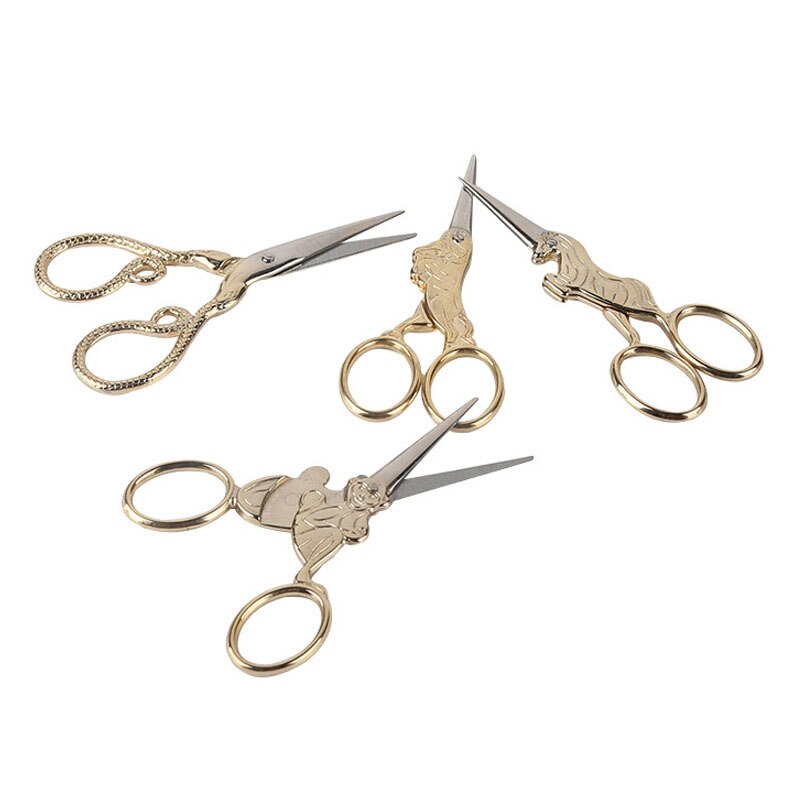 Forbici da cucito per modellismo zodiacale cinese forbici da ricamo Vintage ▾ strumenti per cucire forbici decorativo dorate in acciaio inossidabile