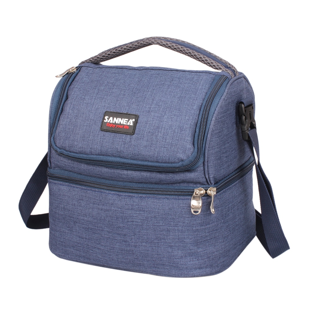 Sanne 7L Dubbeldekker Lunch Tas Thermische Geïsoleerde Oxford Polyester Geïsoleerde Koeltas Werk Outdoor Draagbare Picknick Lunchbox