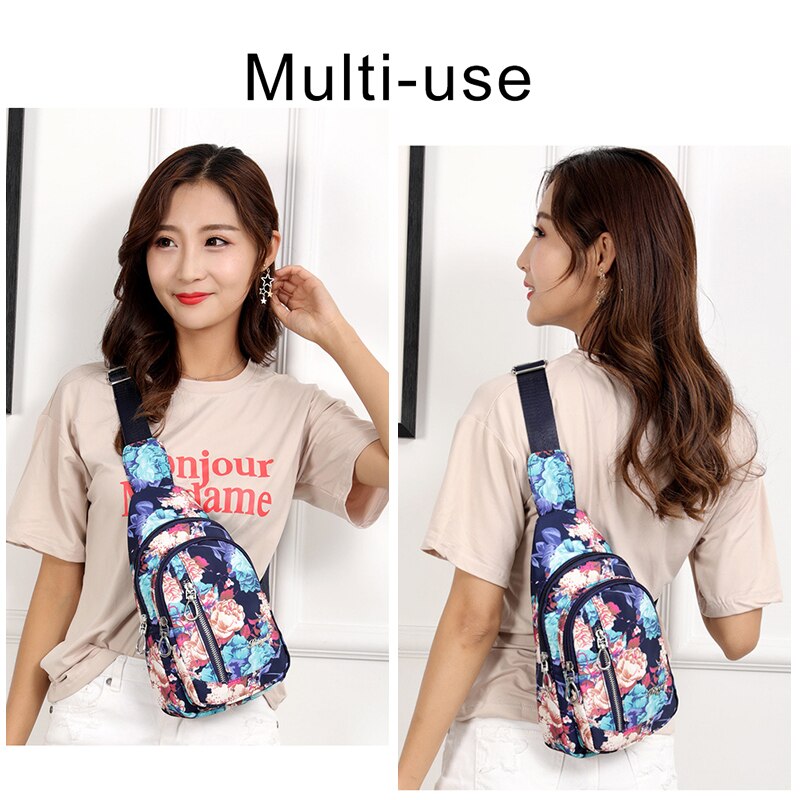 Motivo Floreale di modo Delle Signore di Sacchetto di Petto di Alta Qualità Warterproof Borsa Da Viaggio in nylon Sacchetto di Crossbody per Le Donne fionda Borsa messaggero Borsa