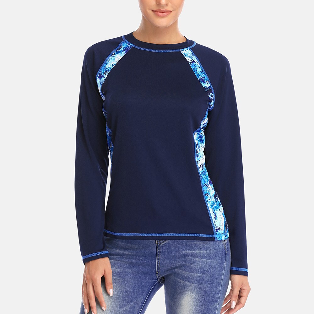 Charmleaks Vrouwen Lange Mouwen sneldrogende Shirt Patchwork Rashguard Rijden Top Rash Guard UPF50 + Wandelen Shirts