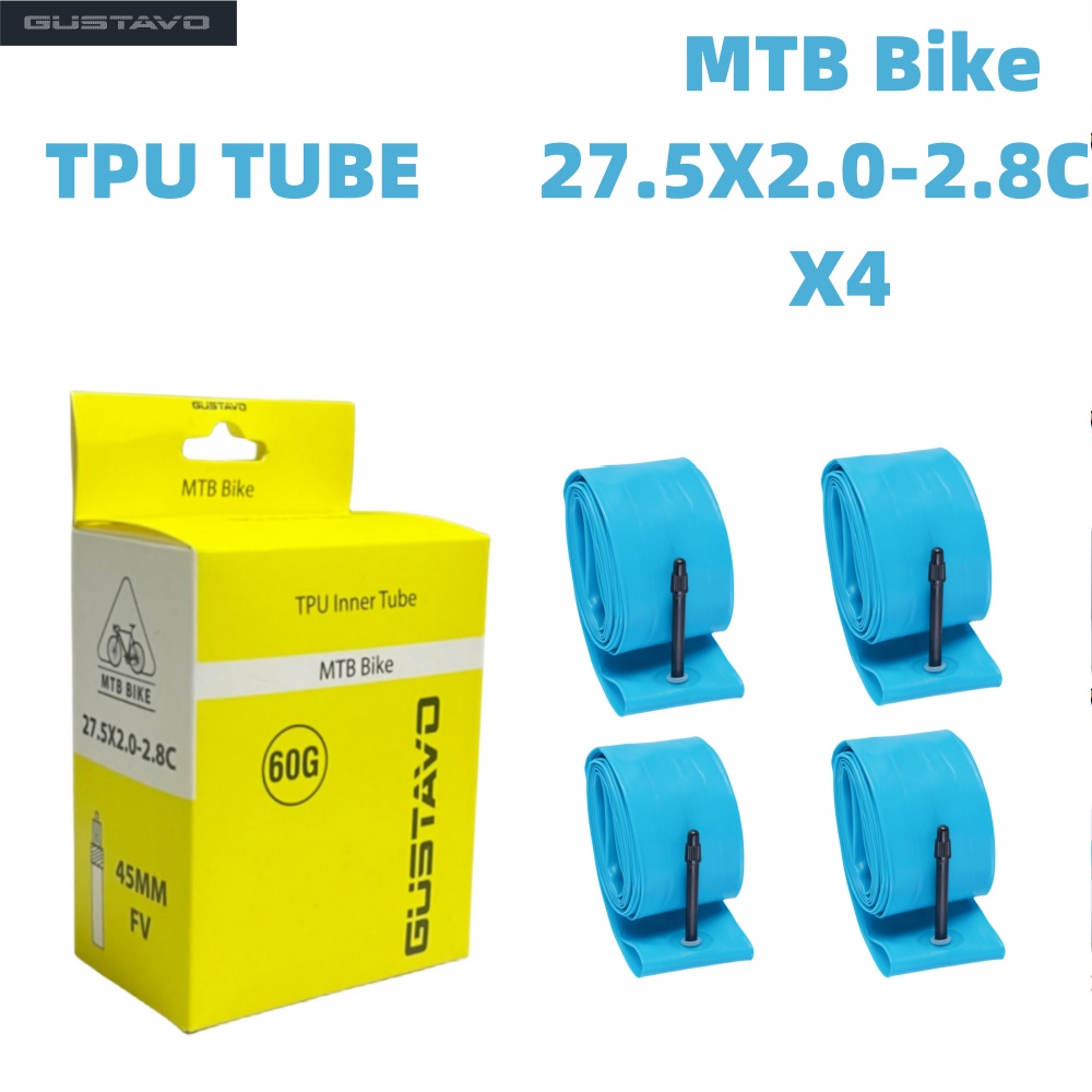 GUSTAVO TPU Ultraleichter MTB-Fahrradschlauch 26/27,5/29 x 1,95–2,8 C Französische Ventillänge 45 mm: Braun