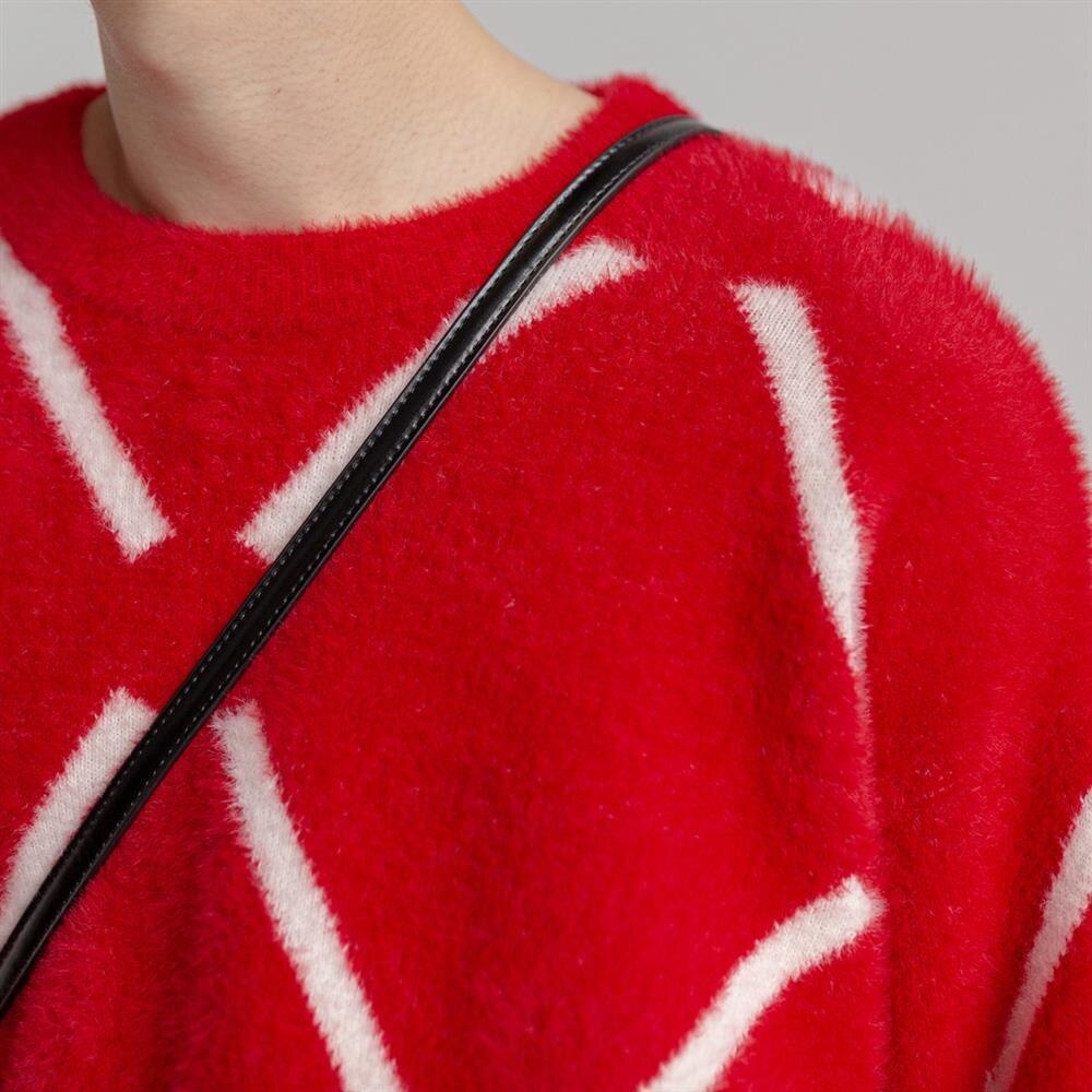 Pull épais en losange pour homme, Style Preppy coréen, Simple, confortable, , col rond, rouge, noël, ample, hiver
