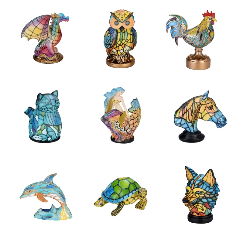 Colored Glass Animal Decoration Stained Table Lamp for Living Room and Bedroom