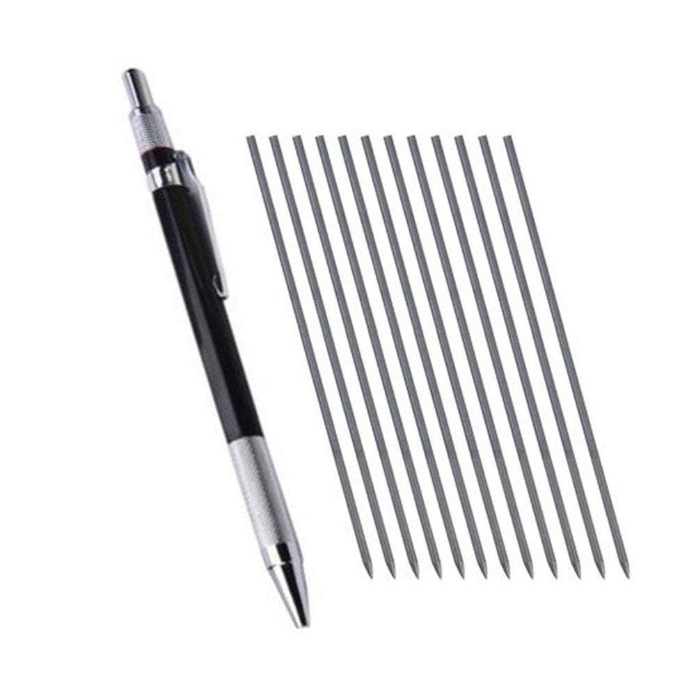 2MM 2B Lead Holder Automatic Mechanical Drafting W/Sharpener Head+12PCs Leads For Student Drawing Sketch Write Art Supplies: black