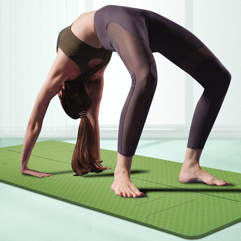 6mm tpe-yogamatten-pads mit positionierungslinien, rutschfeste teppichmatten für fitness, pilates, gymnastik, yoga und andere sportarten