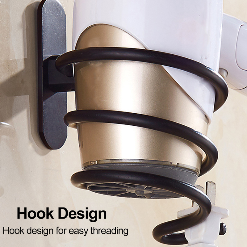Perforated Space Aluminum Hair Dryer Holder Wall-mounted Household Bathroom Storage Shelf