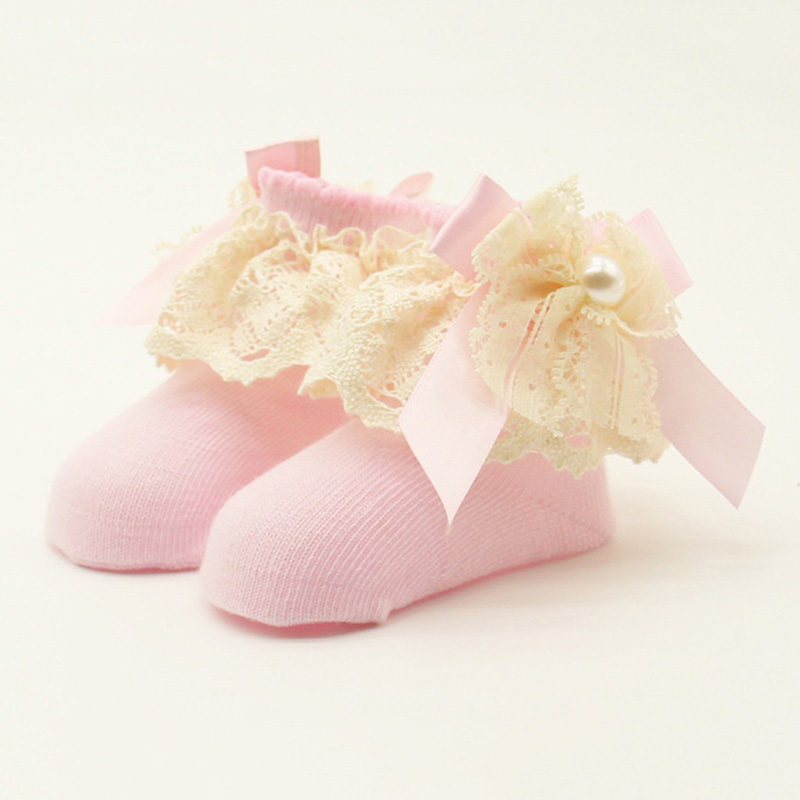 1 Pair Baby Girls Princess Bowknots Socks Lace Floral Baby Socks Infant Toddler Cotton Ankle Bow Socks meia infantil
