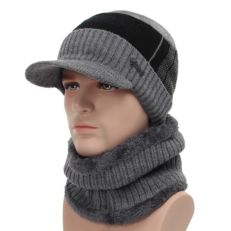Chapeaux d'hiver pour hommes, bonnets, casquettes d'hiver, écharpes en laine, cagoules, masques, bonnets tricotés: Brun