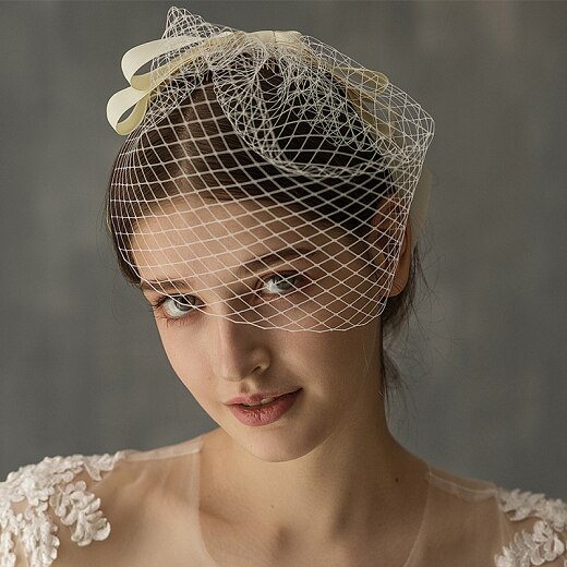 Women Bridal Hats and Fascinators Net Wedding Veil Headpiece With Comb Bridal Party: Default Title