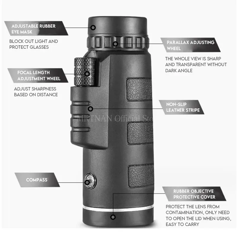Télescope monoculaire 40x60 HD, jumelles puissantes de nuit, Mini Zoom de poche avec Smartphone, chasse, Camping