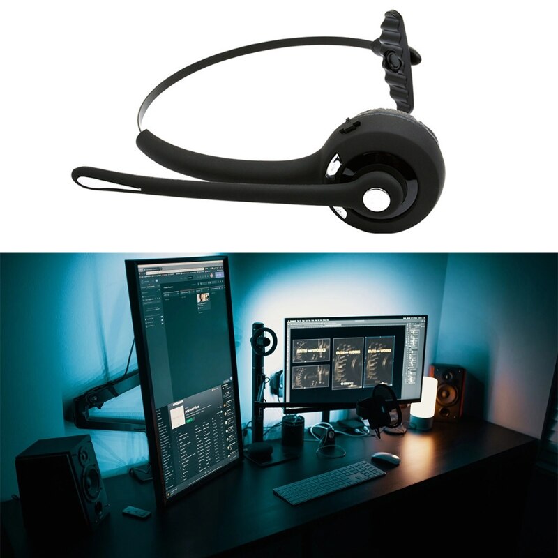 Mono Wireless Bluetooth Headset Noise Cancelling Headphone with Mic Handsfree for PC PS3 Gaming Mobile Laptop