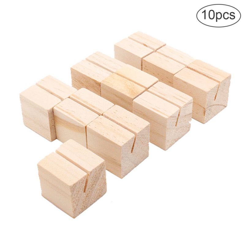 10pcs Wooden Place Card Holders Base Name Card Table Picture Holder For Wedding Christmas Banquet Decorations Mark place: Square