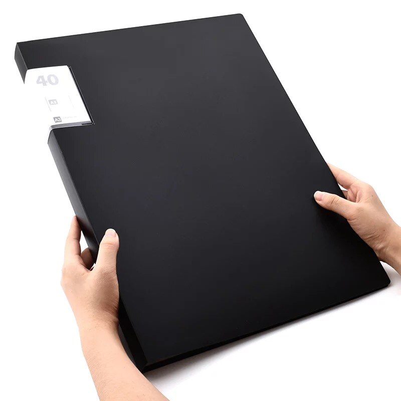 40 60 Pages A3 File Folder Painting Paper Organizer Storage Bag Document Sheet Protectors Book Display Stationery: 40 pages black