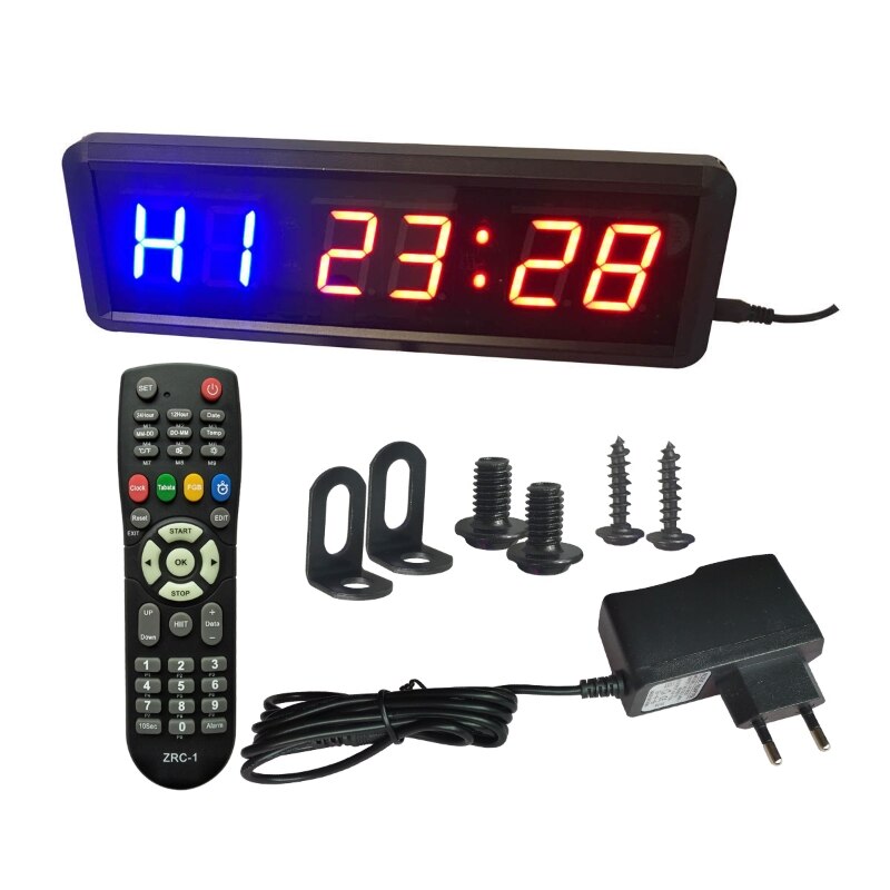Cronometro Timer da palestra con telecomando per allenamento Fitness in palestra orologio Timer a intervallo ideale con staffe per montaggio a parete trasporto di goccia: -2-EU