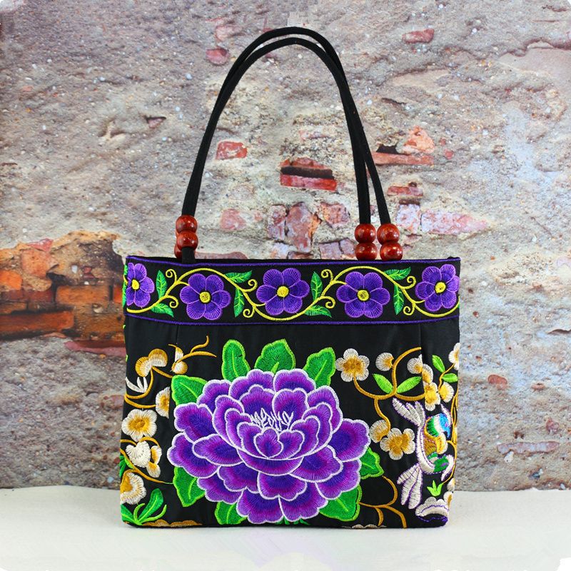 Original Ethnic Style Canvas Embroidered Women's Bag Handheld Small Bag Embroidery Handbags for Women