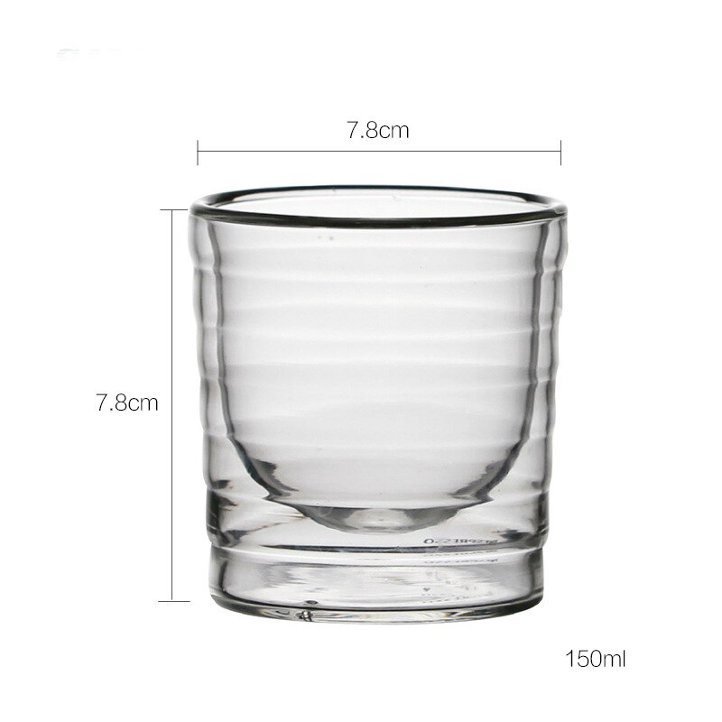 Taza de café transparente de doble capa resistente al calor, Juego de vasos creativos para agua, leche y vino, 85 y 150ml: 150ml