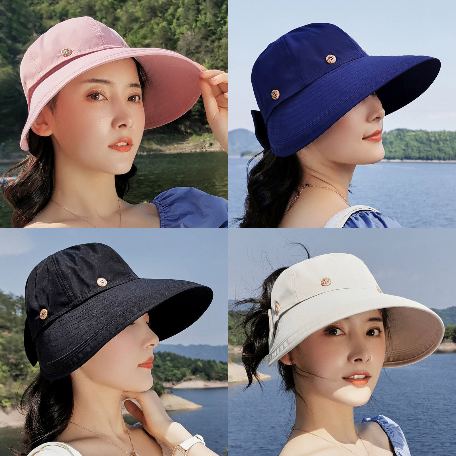 Women's Summer Sun Hats Leisure Journey Outdoors Sun Protection Outdoor Sunhat Peaked Cap Chapeu Feminino