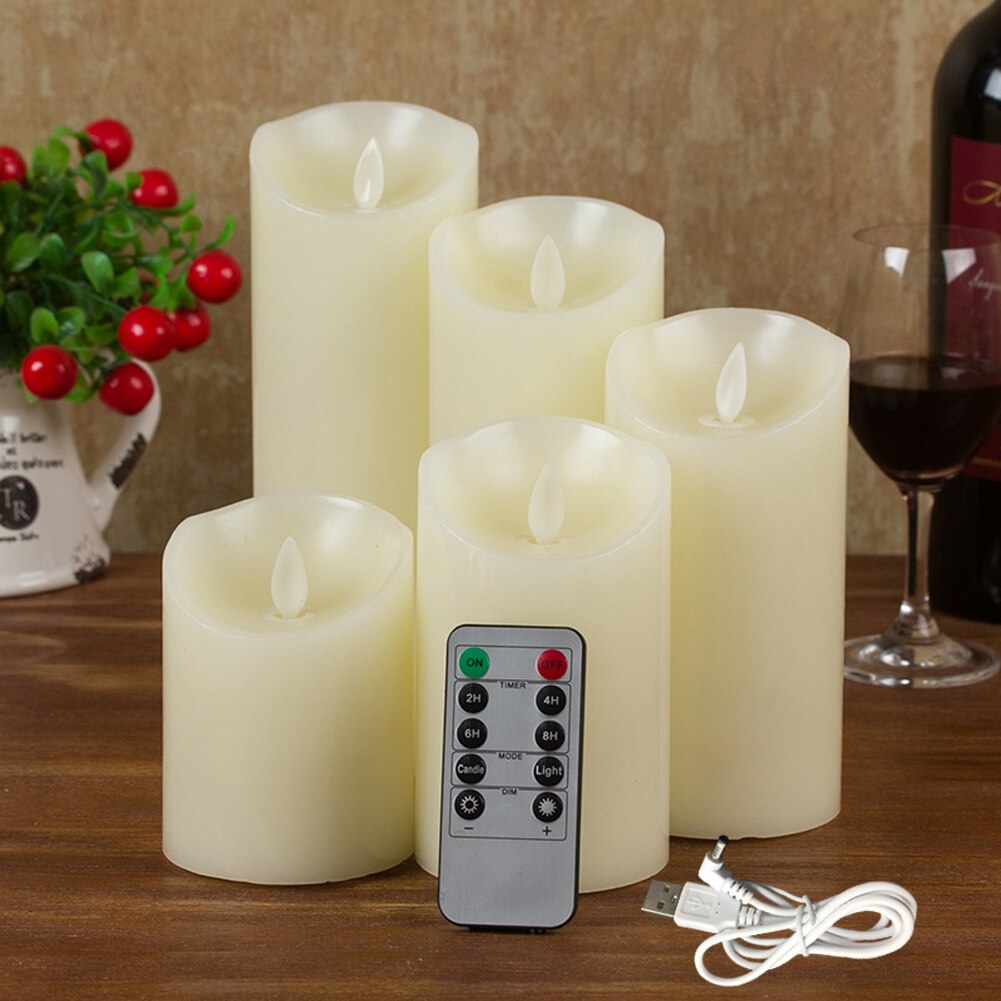 Rechargeable Candles Lights, LED Flameless Candles Smooth Flickering Candle Light with Timer Remote Control for Home Decoration