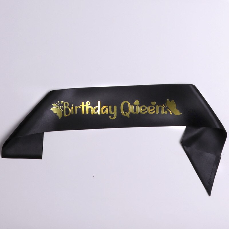 Ceinture en Satin pour fille, pour anniversaire, reine, paillettes, sirène, pour fille, rubans, fournitures de pour fête, accessoires de décoration: Black