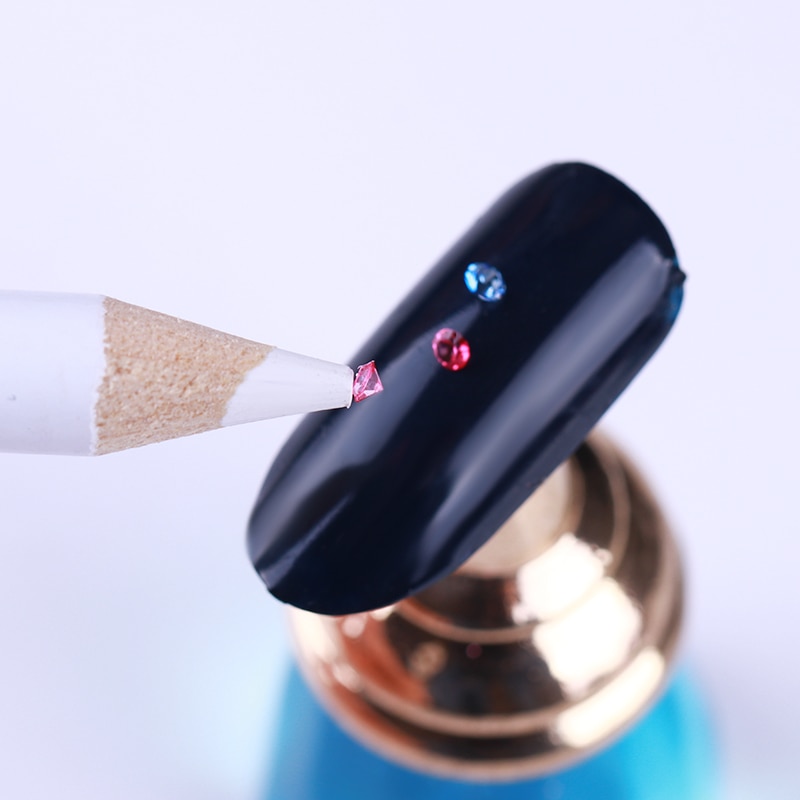 10 Pcs White Wax Nail Rhinestone Picker Pen Set Gems Dotting Pencil Easily Picking Wood Accessory Nail Art Tool Kit