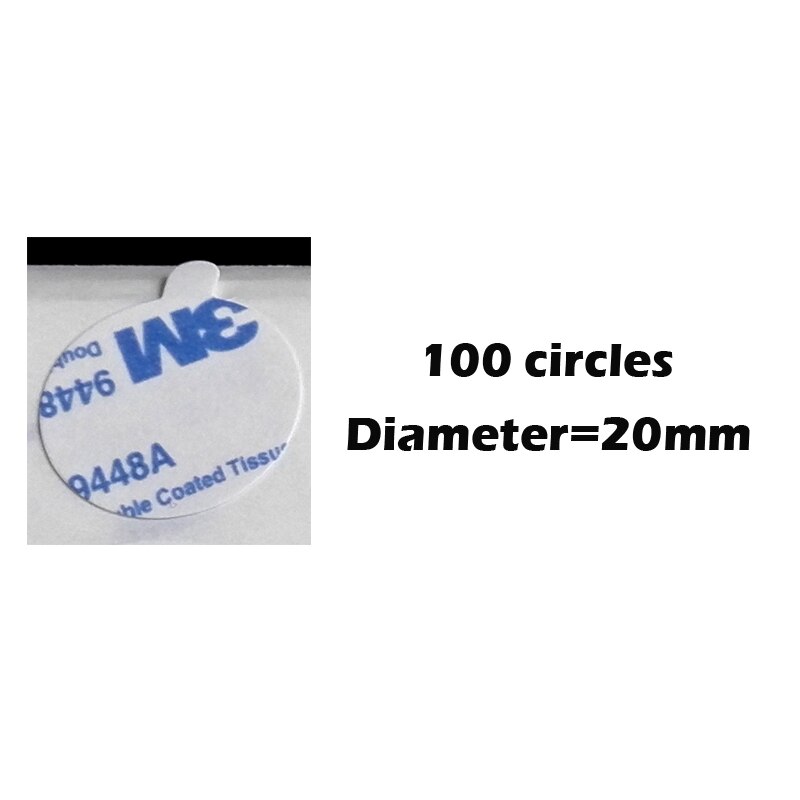 100 okrągłe lepkie kółko 3M 9448 dwustronne samoprzylepne naklejki z uchwytem do zdejmowania ucha na pieczęć woskowa 15mm 20mm 24.5mm: Diameter 20mm