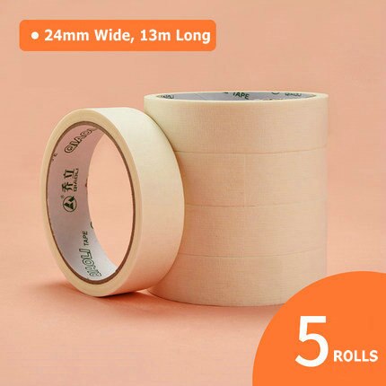 5 Rolls Tekening Afplakband Voor Schilderen Multifunctionele 12Mm/18Mm/24Mm/36Mm Breed washi Tape 13M Jumbobroodje Kunstenaar Tape: 24mm Wide