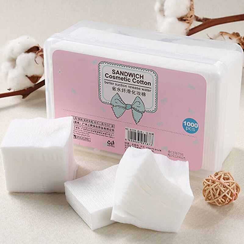 Toallitas desechables de algodón para maquillaje, almohadillas desmaquillantes suaves, papel de limpieza Facial ultrafino, 1000 unids/set por juego