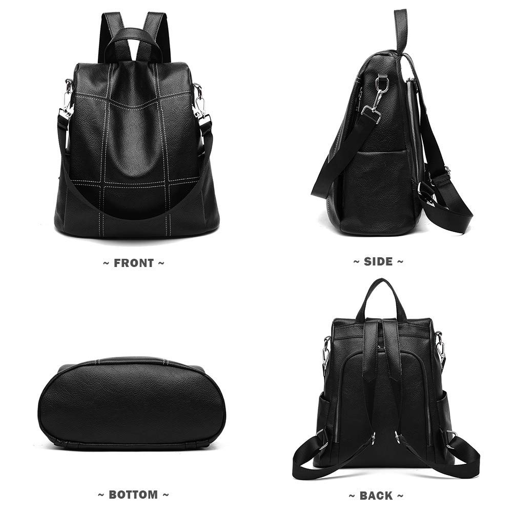 Women Backpack Purse Waterproof Pu Leather Anti-Theft Rucksack School Shoulder Bag