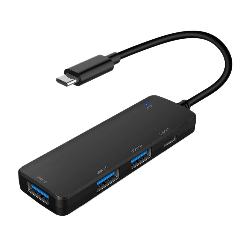 4 Port Usb C Hub Type C Naar Usb 2.0 Hub Usb C Poort Opladen Ultra Slim Portable Usb C splitter Voor Pc Laptop Pro: Default Title