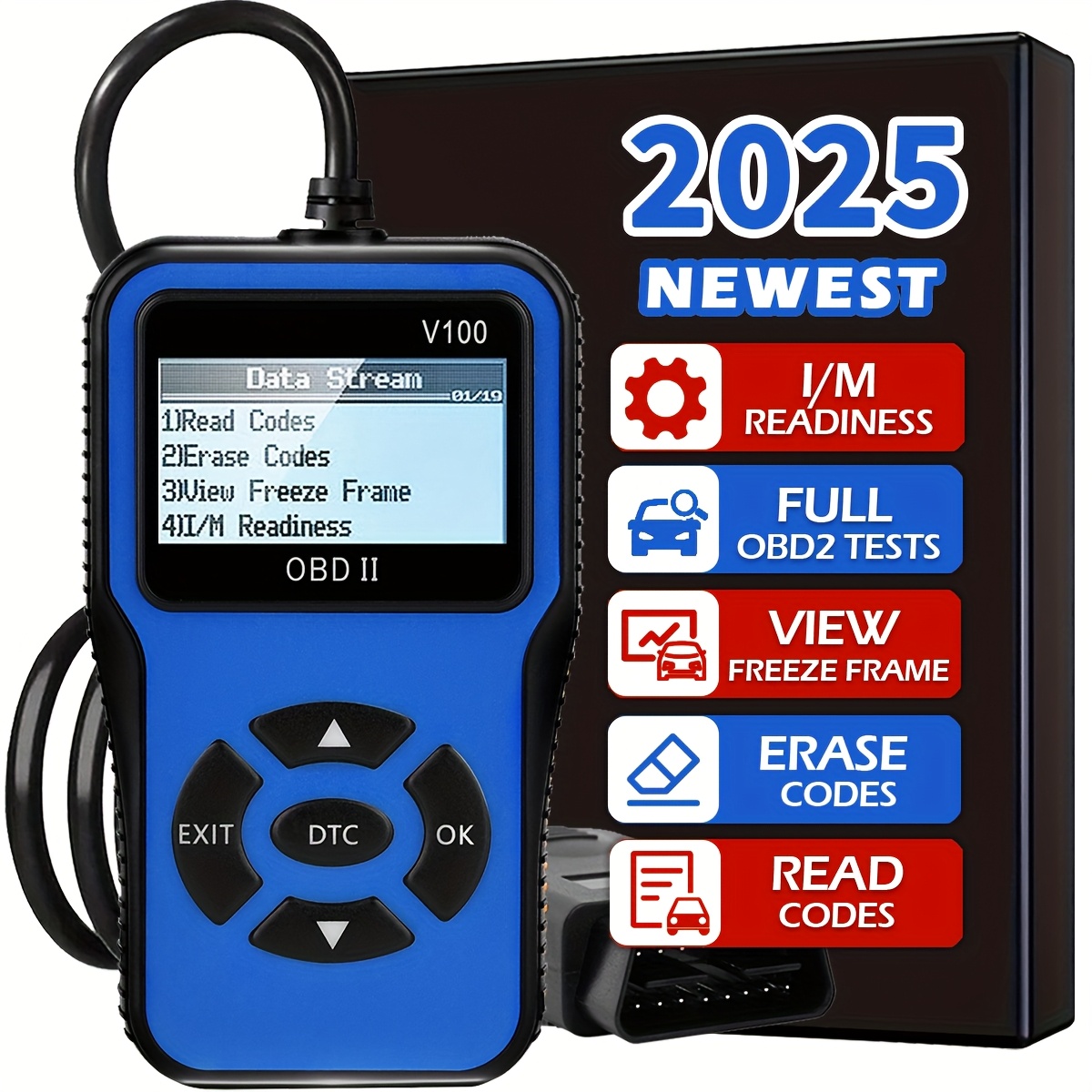 Automotive OBD2 Diagnose Scanner Code Reader Engine Fault Code Reader Scanner Kan Scan Tool Diagnose Voor Alle OBD II Protocol Auto: Blauw