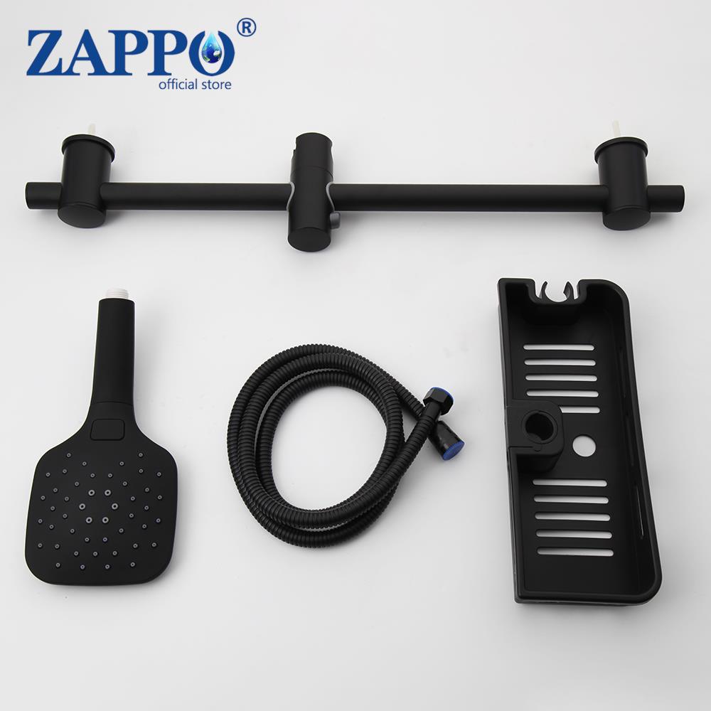 Zappo Matte Black Wall Mounted Bad Sliding Bar Wandmontage Rail W/Plank Badkamer Accessoires Handdouche Staaf