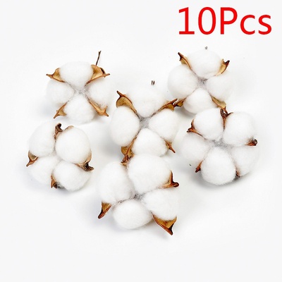 Branche de fleur artificielle en coton naturel, 1 pièce, pour décoration de mariage, noël, couronne faite à la main, fleur de Kapok, fournitures de décoration pour la maison: 10pcs cotton head