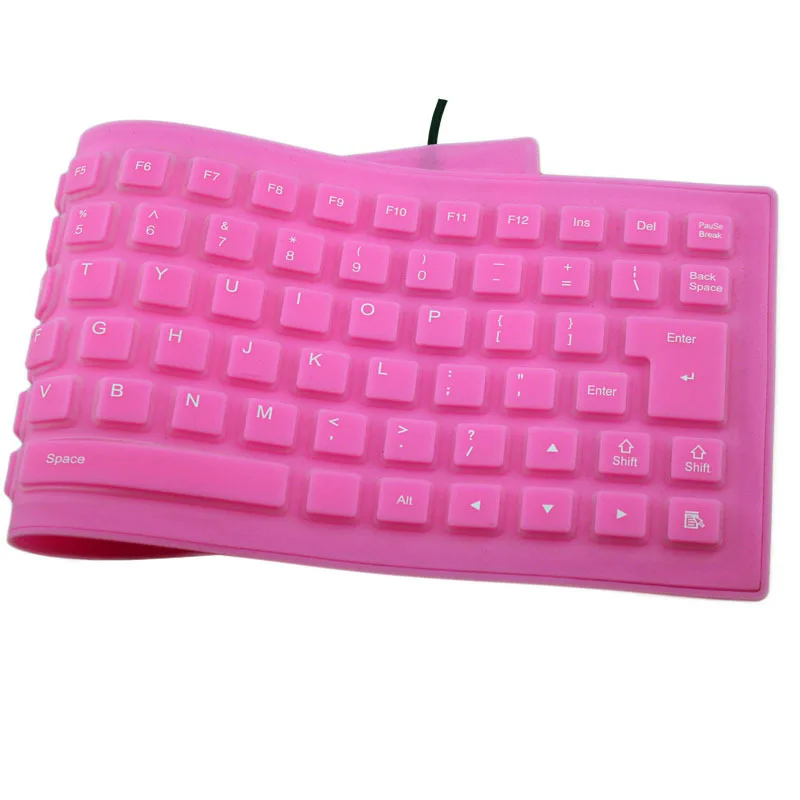 85-key Computer Keyboard Silicone Mute Soft Keyboard Portable Mini Laptop Pc Folding Waterproof Keyboard: Pink