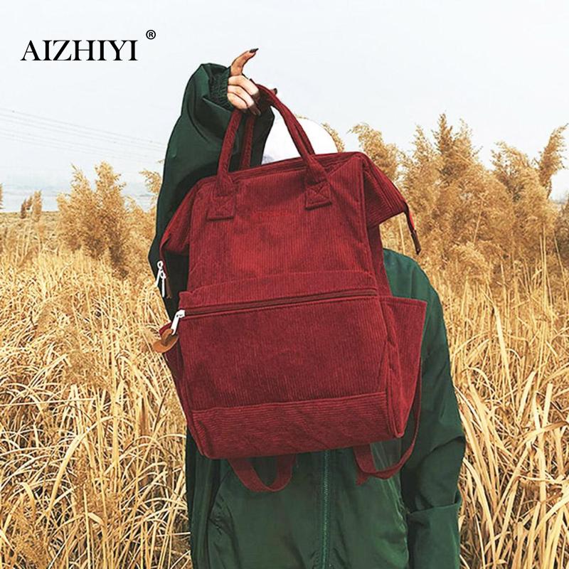 Mochila de pana para mujer, bolso escolar para Colegio, bolsos de hombro de viaje para chicas adolescentes,