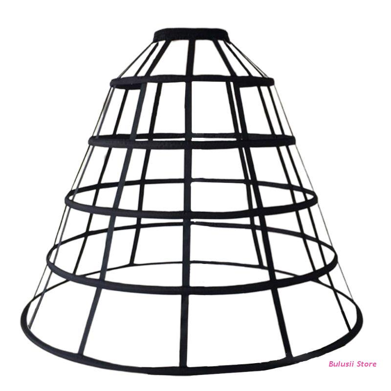 Falda acampanada de 5 aros para mujer, enagua victoriana, vestido de novia, boda, Cosplay, Crinoline, AXYD: Black