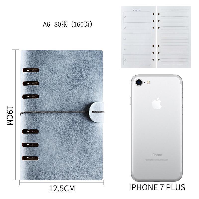 A6 Spiral Coil Binder Planner Travel Notebook Pu Leather Diary Agenda Office Business Bandage Diary Notebook School Supplies: A6-Light Blue-Line