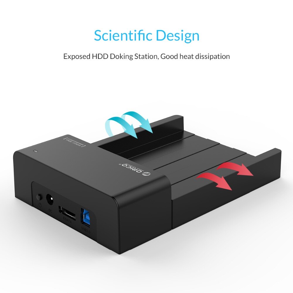 ORICO USB 3.0 & eSATA 2.5" & 3.5"SATA Hard Drive Docking Station Tool Free for 2.5 inch and 3.5 inch HDD-Black(6518SUS3-V2)