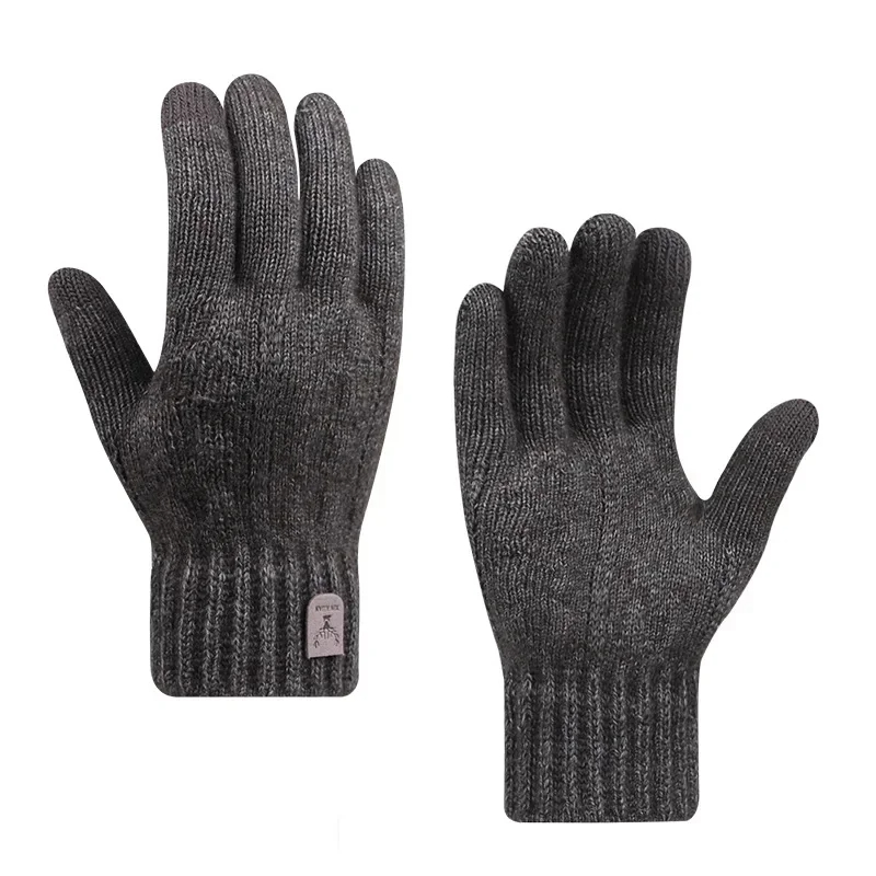 men's warm gloves winter touch screen plus fleece gloves cold warm wool knitted gloves
