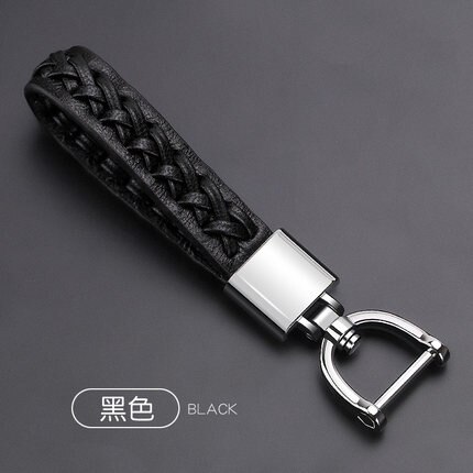 Car Keychain Keyring Key Chain Rings Holder Fit For Chevrolet BMW Leather Keychain Key Ring Chain For KIA Citroen Toyota: black