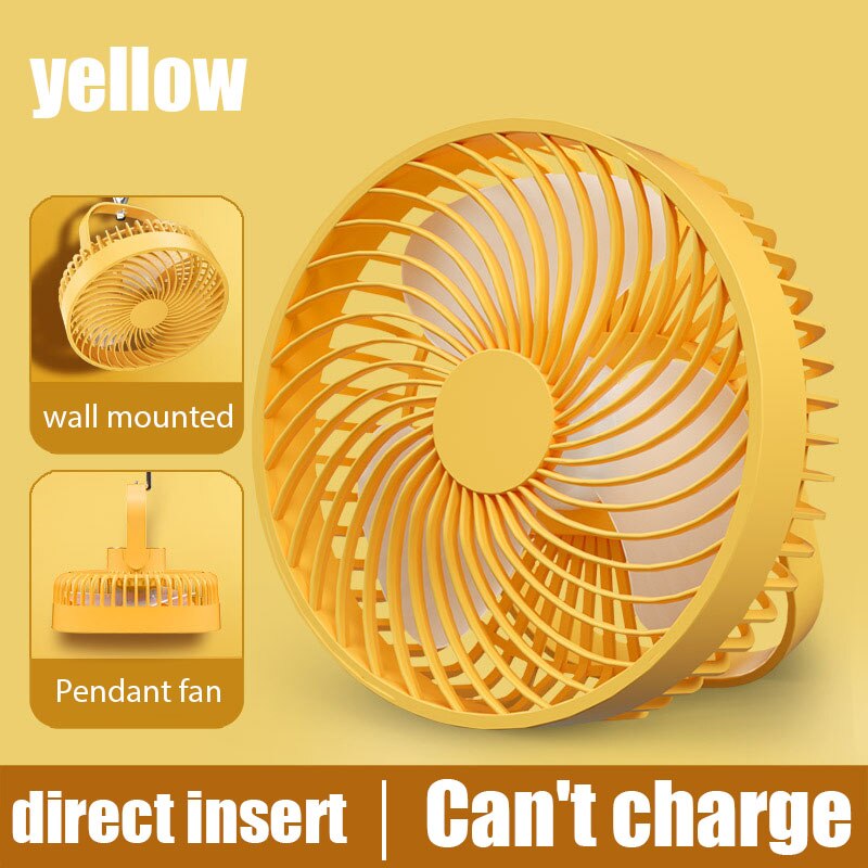 Fans Desktop Mini Wall-mounted Mute 3 Gears Fan Portable Air Cooler USB Dormitory Multi-functional Ceiling Fan Hanging Bathroom: Yellow