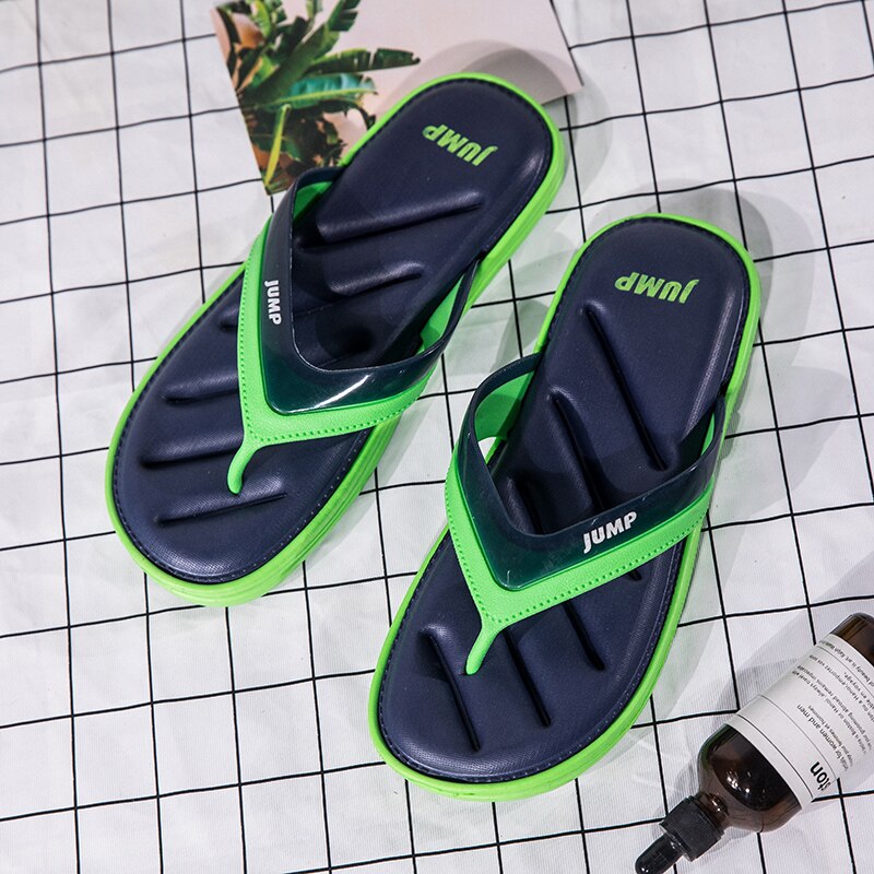Sommar herr flip flop gröna inomhusskor män billiga gummitofflor herr rutschkanor flip flops lätt vikt pool tofflor herr: Grön / 10